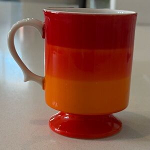Vtg 1966 Howard-Holt Orange Striped Porcelain 8 oz Coffee Mug Cup Pedestal Japan